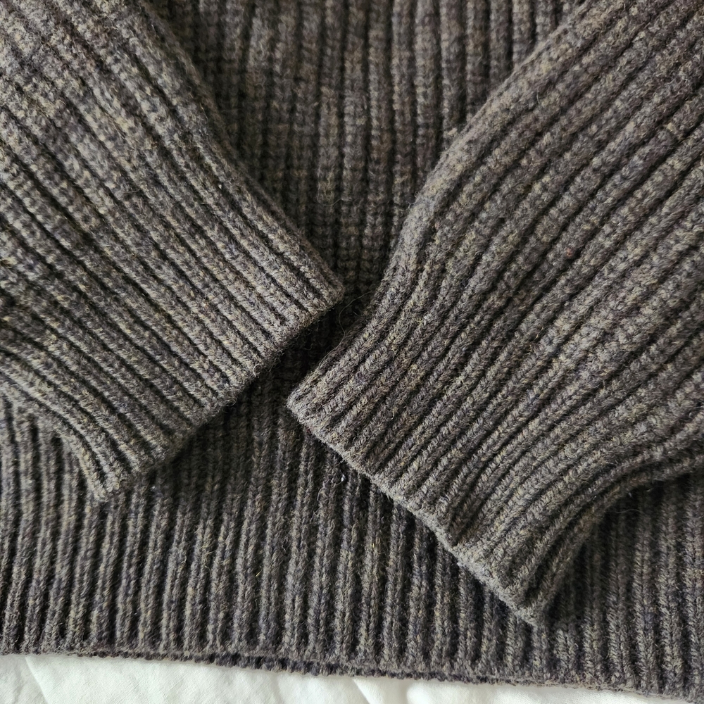 Sandro Olive Brown Merino Ribbed Crewneck Sweater - Picture 5 of 9